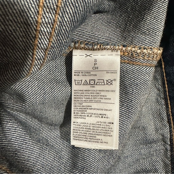 Upcycled Denim Jacket Old Navy Cropped Jean Jacket Small Retro Floral Embroider - Picture 7 of 8